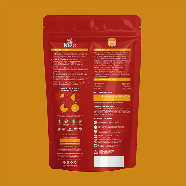 Beanies Adult Dog Food - Lamb